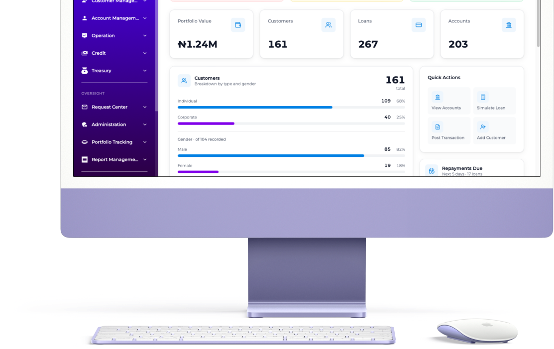 Ezone CBA dashboard on a desktop computer
