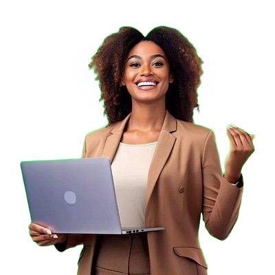 Smiling professional holding a laptop
